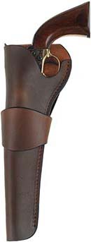 Western Holster, left hand, brown leather,
8" barrel, for percussion Army and Navy revolvers